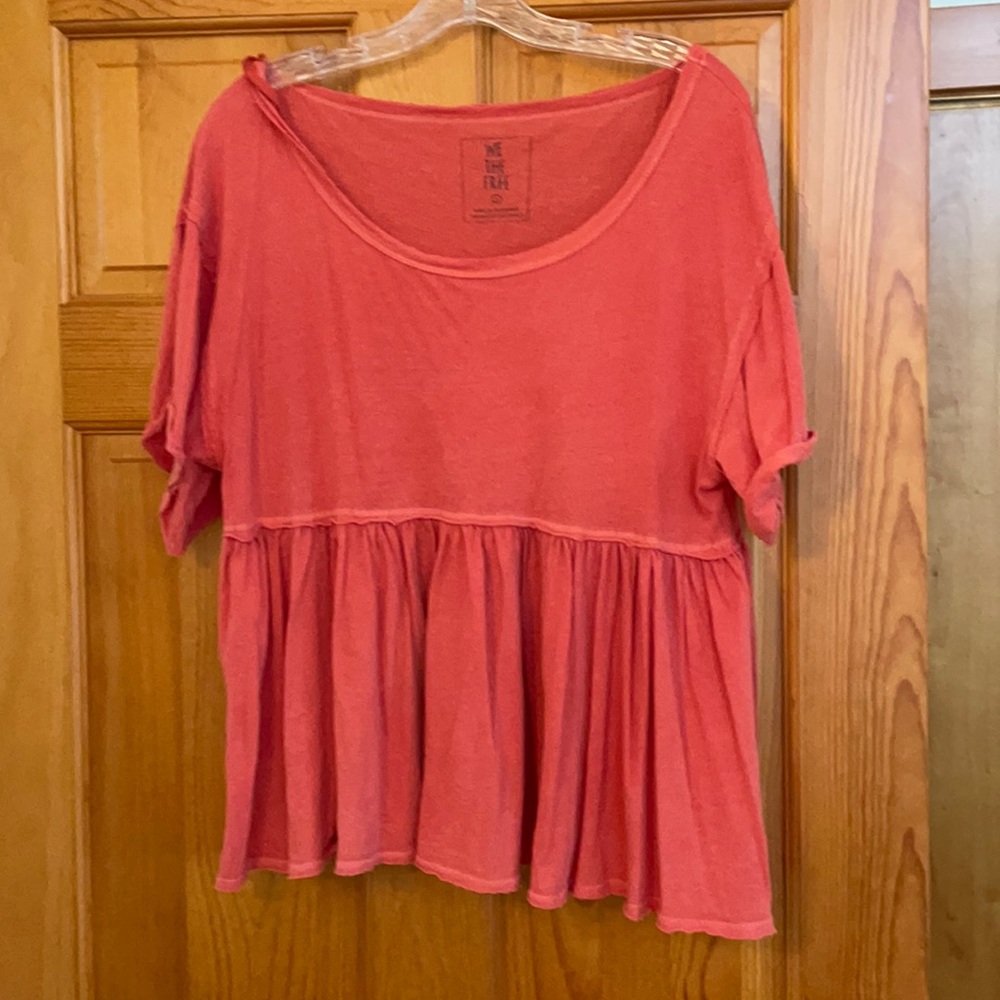 Loose fitting/ baby doll style coral shirt